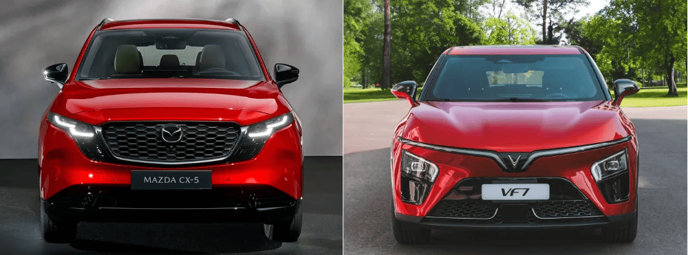 So sánh về ngoại thất xe Vinfast CF7 và xe Mazda CX5 