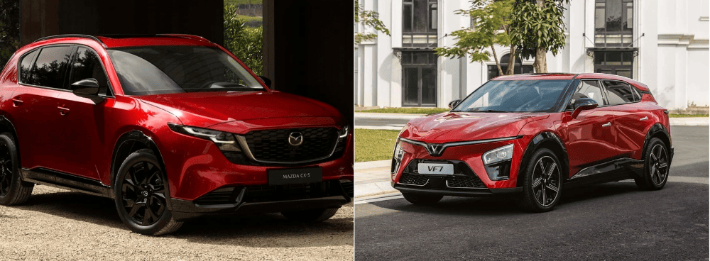 So sánh về ngoại thất xe Vinfast CF7 và xe Mazda CX5 